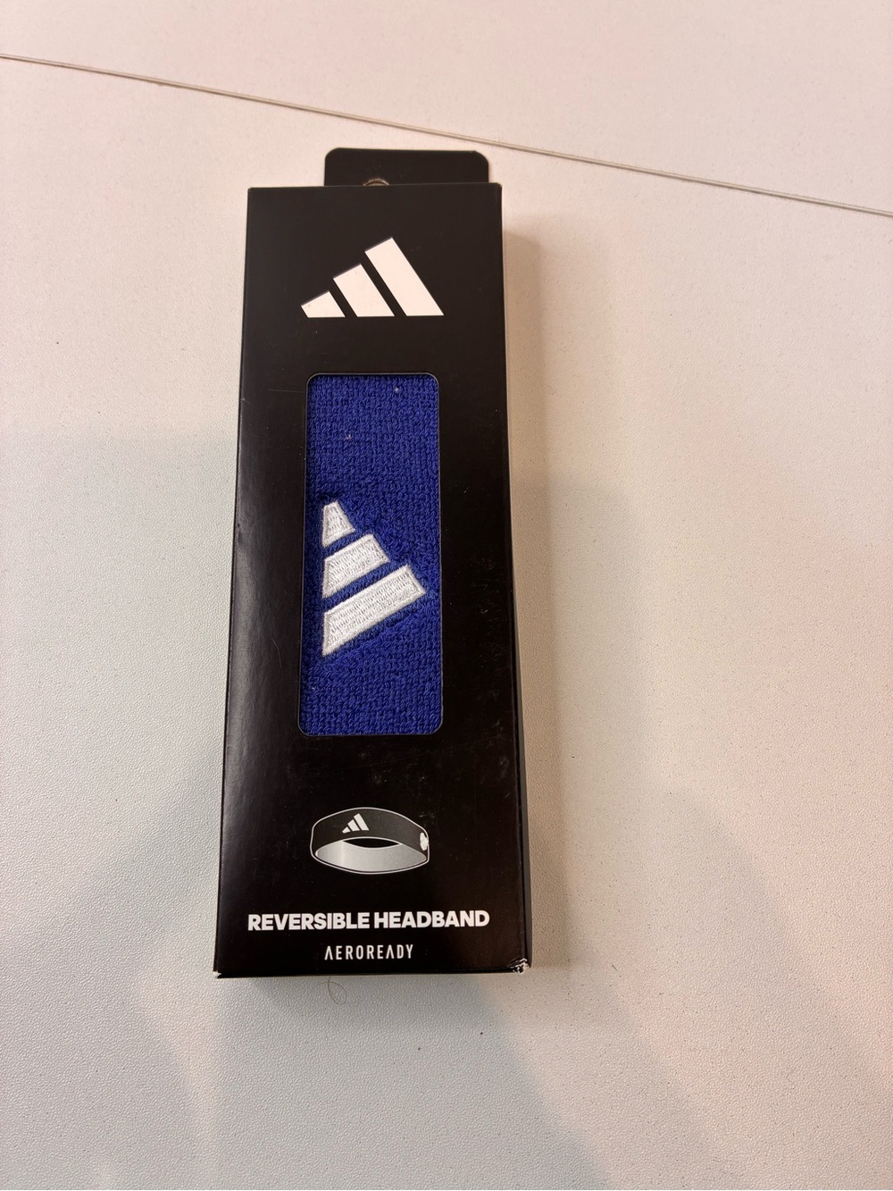 adidas Blue Reversible Headband with White Logo